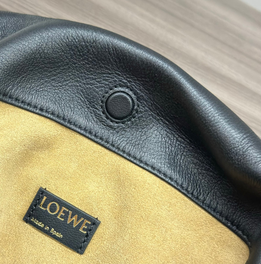 Loewe Medium 30 Flamenco Purse Bucket in Black Lambskin