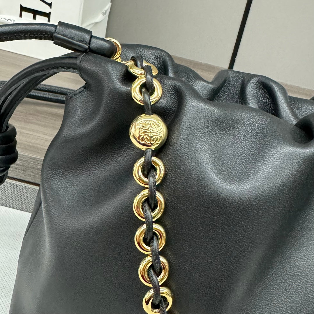 Loewe Medium 30 Flamenco Purse Bucket in Black Lambskin