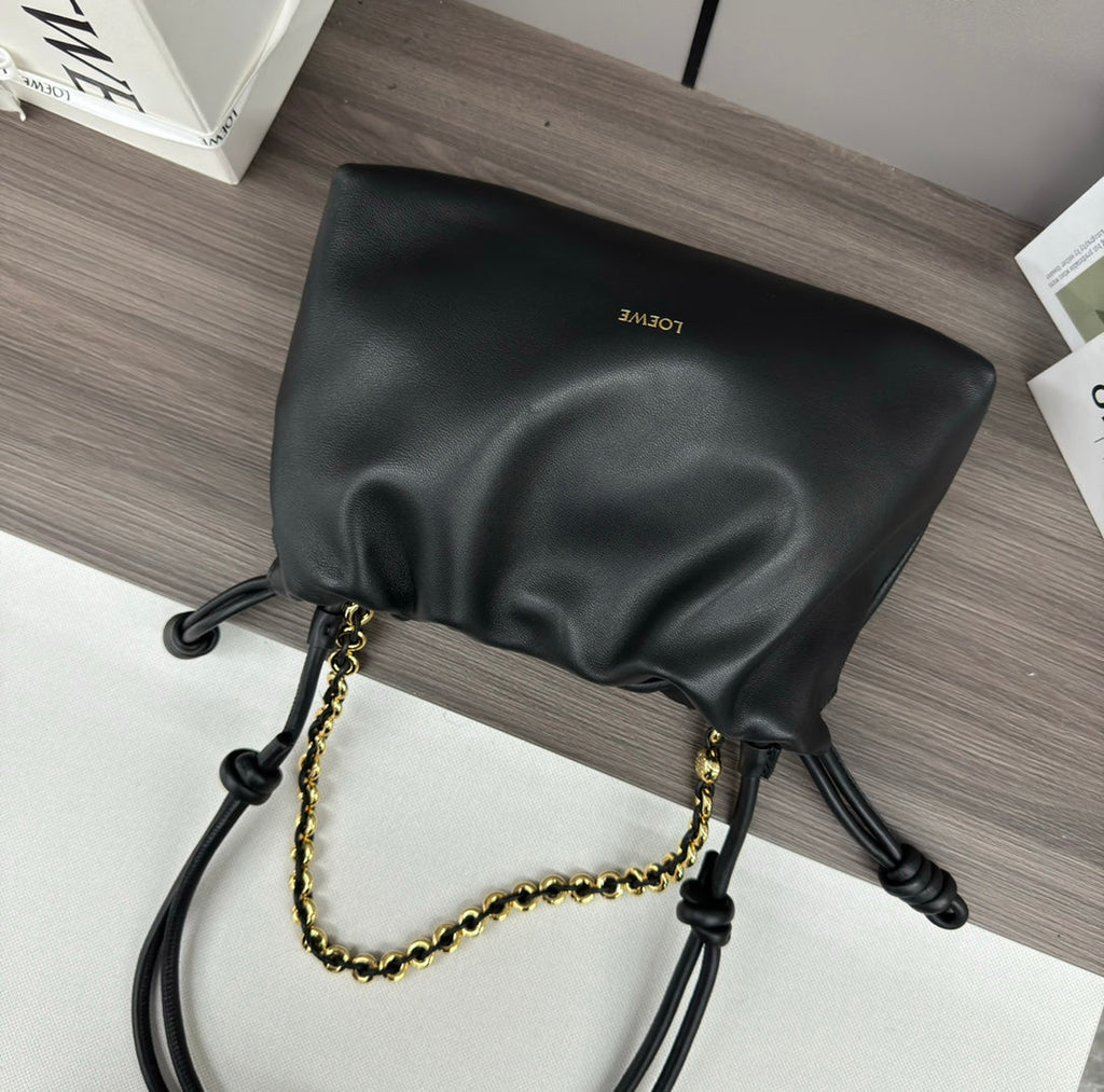 Loewe Medium 30 Flamenco Purse Bucket in Black Lambskin