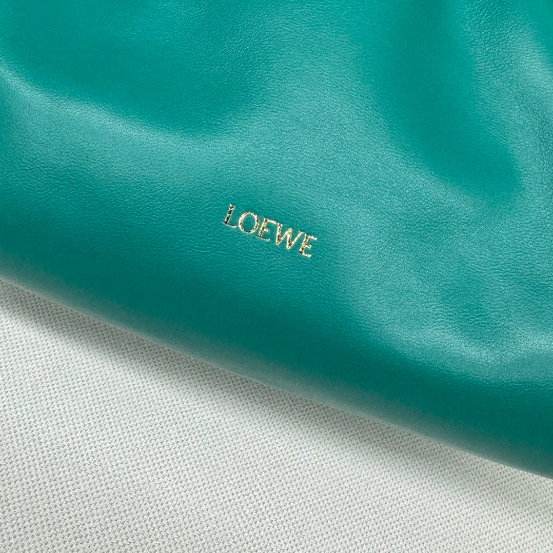 Loewe Medium 30 Flamenco Purse Bucket in Teal Green Lambskin