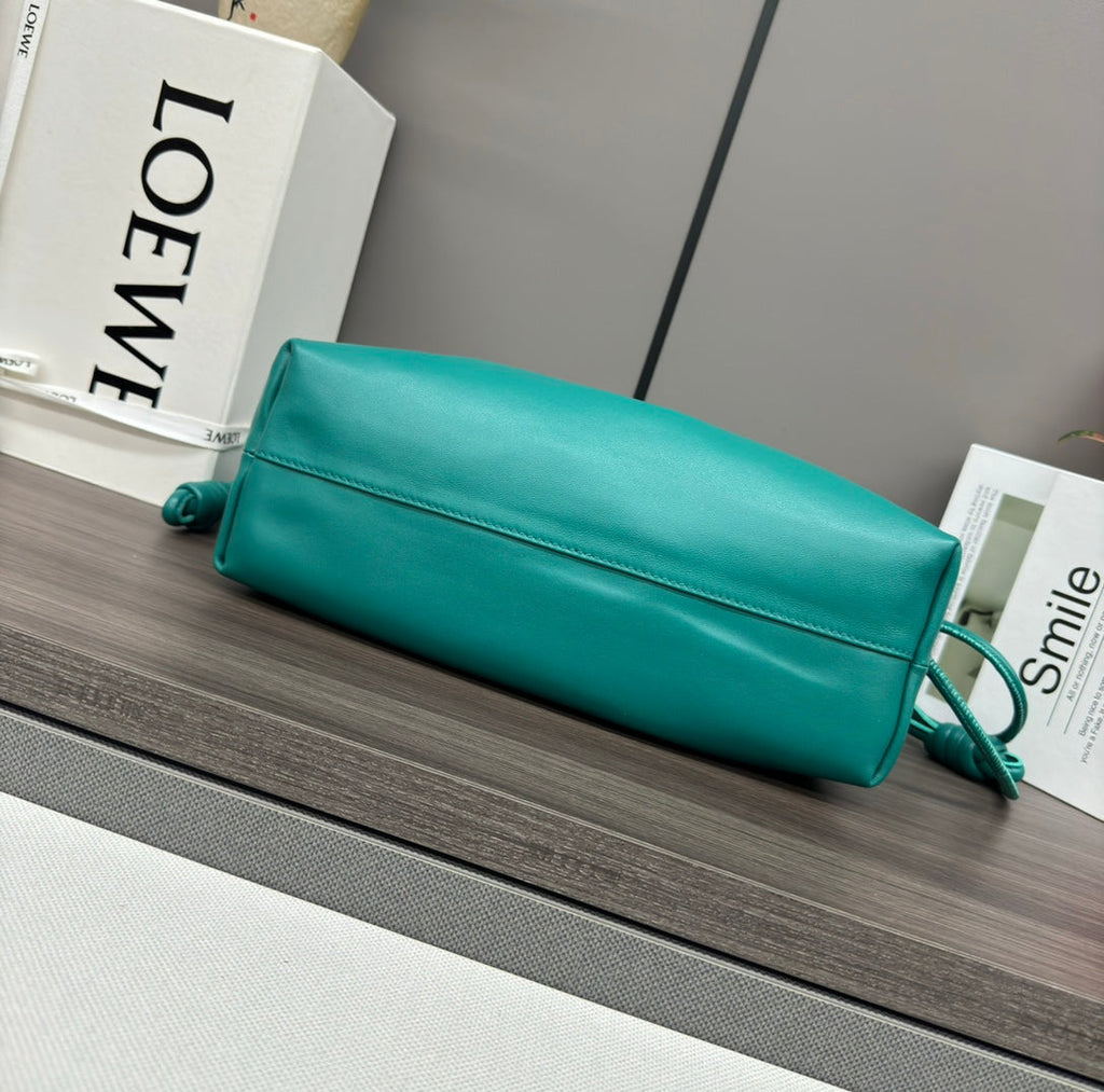 Loewe Medium 30 Flamenco Purse Bucket in Teal Green Lambskin