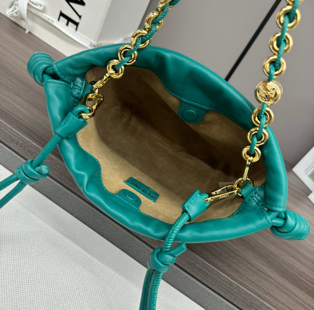 Loewe 23 Flamenco Purse Bucket in Teal Green Lambskin