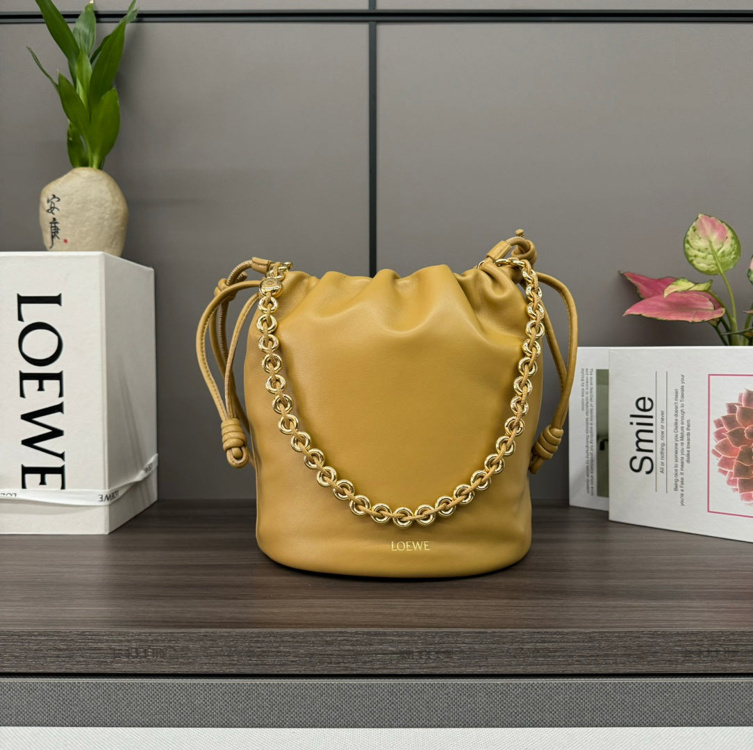Loewe 32 Flamenco Purse Bucket in Peanut Brown Lambskin