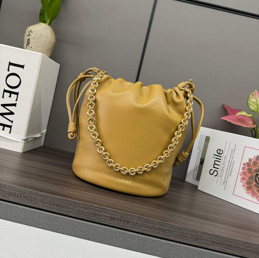 Loewe 32 Flamenco Purse Bucket in Peanut Brown Lambskin