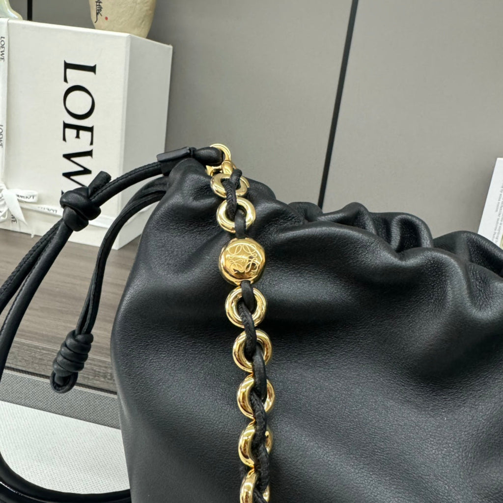 Loewe 32 Flamenco Purse Bucket in Black Lambskin