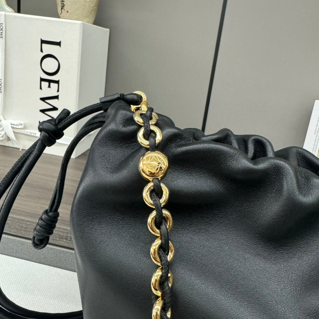 Loewe 32 Flamenco Purse Bucket in Black Lambskin