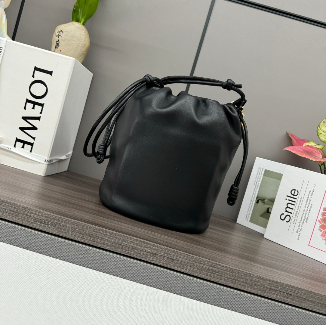 Loewe 32 Flamenco Purse Bucket in Black Lambskin