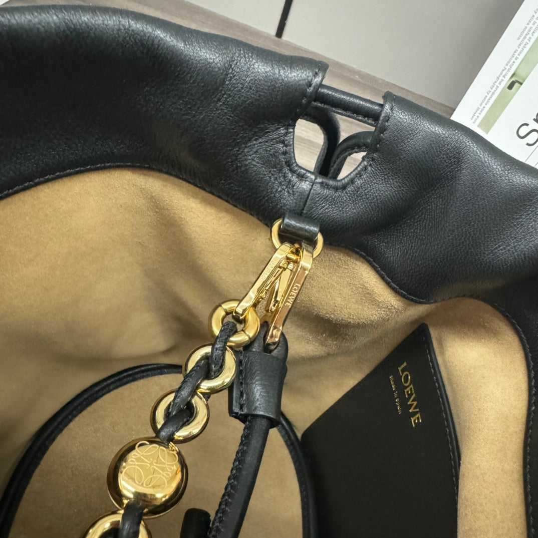 Loewe 32 Flamenco Purse Bucket in Black Lambskin