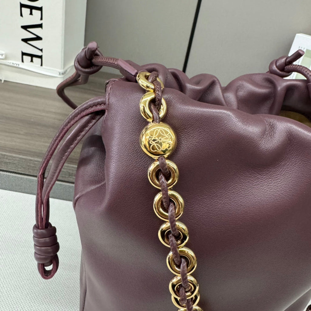 Loewe 32 Flamenco Purse Bucket in Chestnut Brown Lambskin