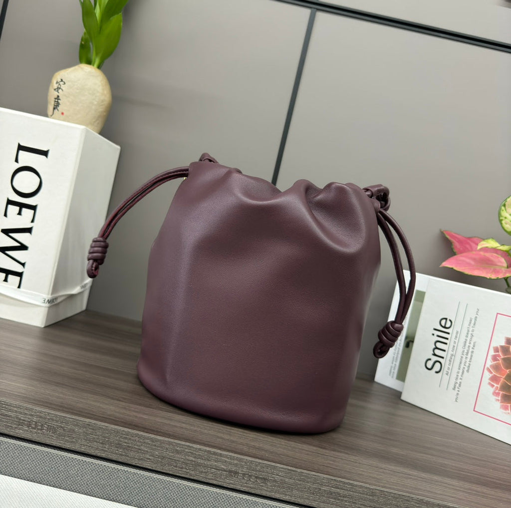 Loewe 32 Flamenco Purse Bucket in Chestnut Brown Lambskin