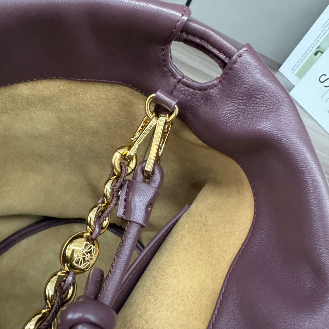 Loewe 32 Flamenco Purse Bucket in Chestnut Brown Lambskin