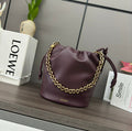 Loewe 32 Flamenco Purse Bucket in Chestnut Brown Lambskin