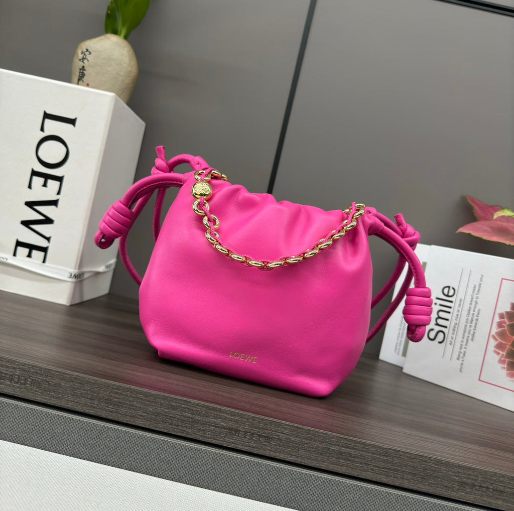 Loewe 23 Flamenco Purse Bucket in Fusica Pink Lambskin