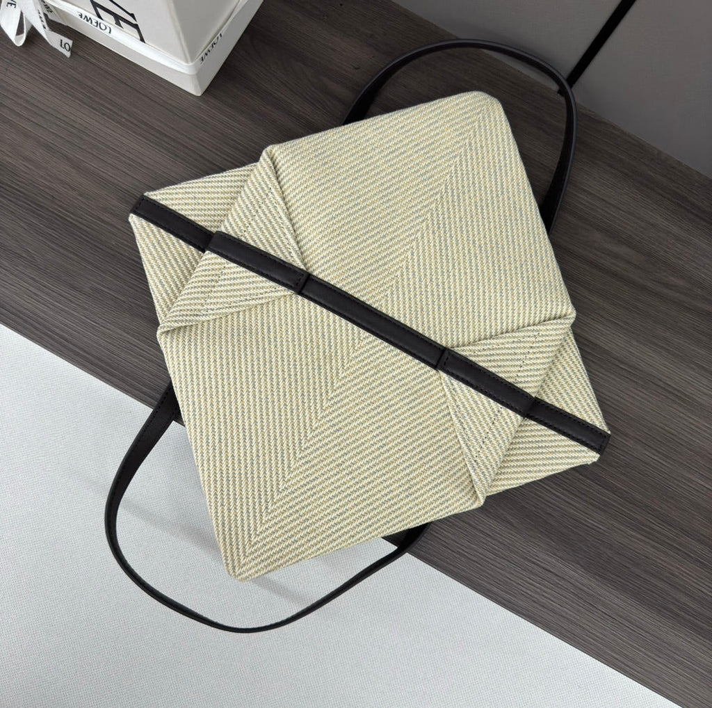 Loewe 31 Fuzzle Fold in White Canvas Bag