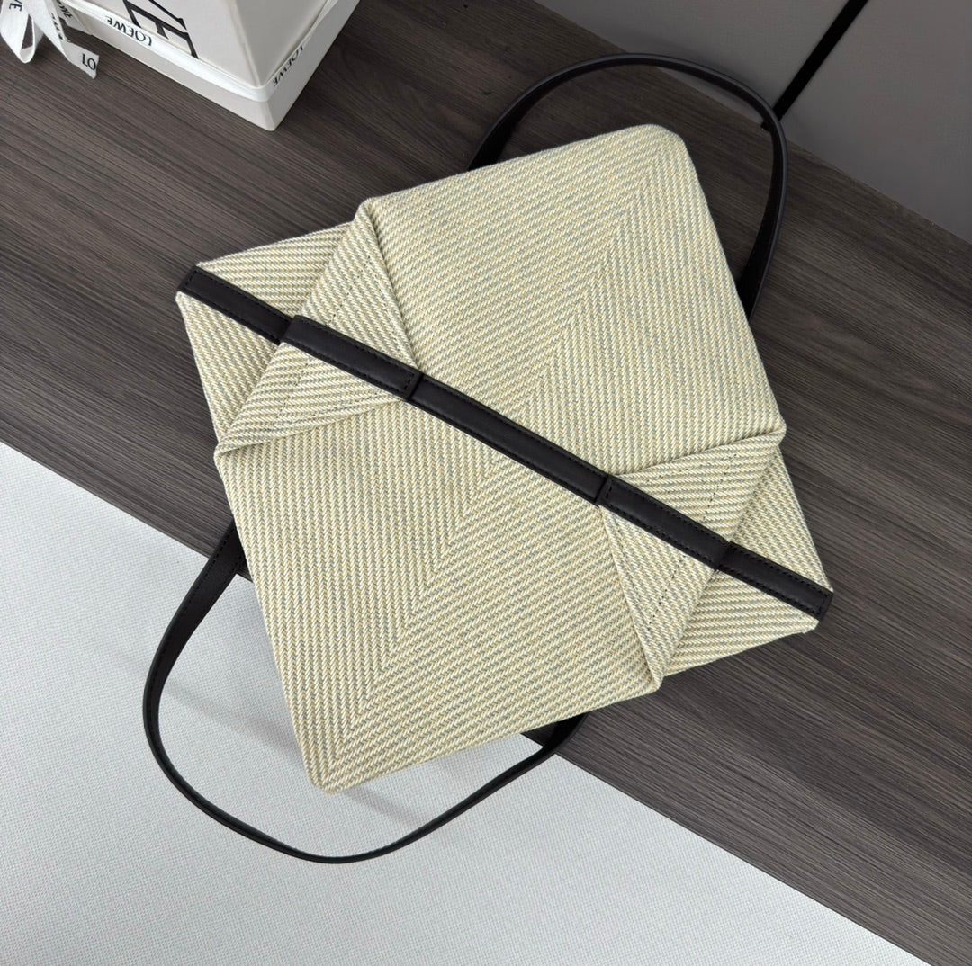 Loewe 31 Fuzzle Fold in White Canvas Bag