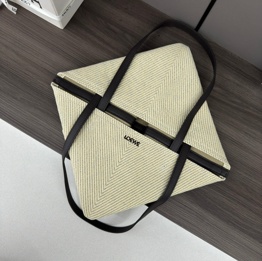 Loewe 31 Fuzzle Fold in White Canvas Bag