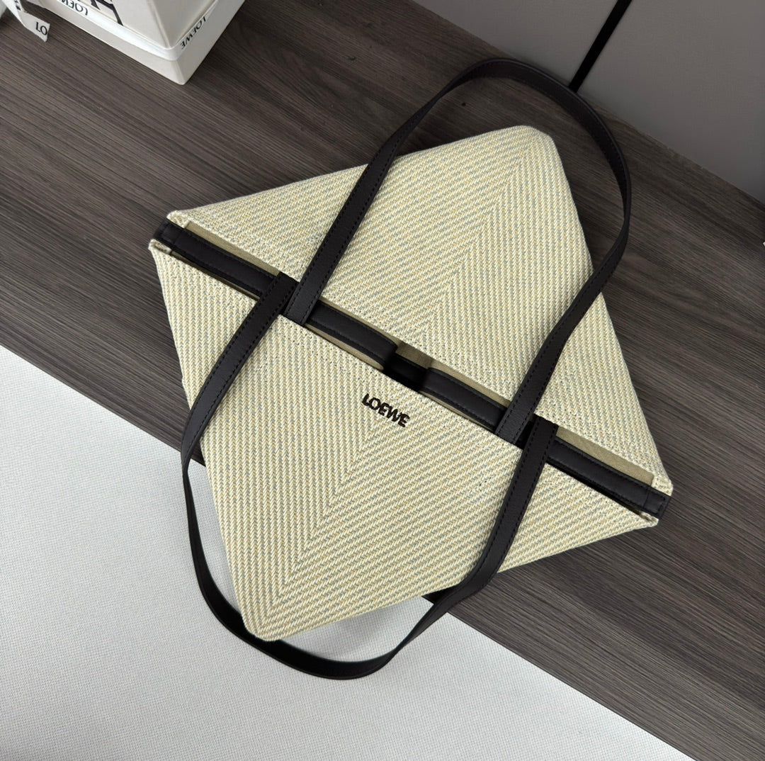 Loewe 31 Fuzzle Fold in White Canvas Bag