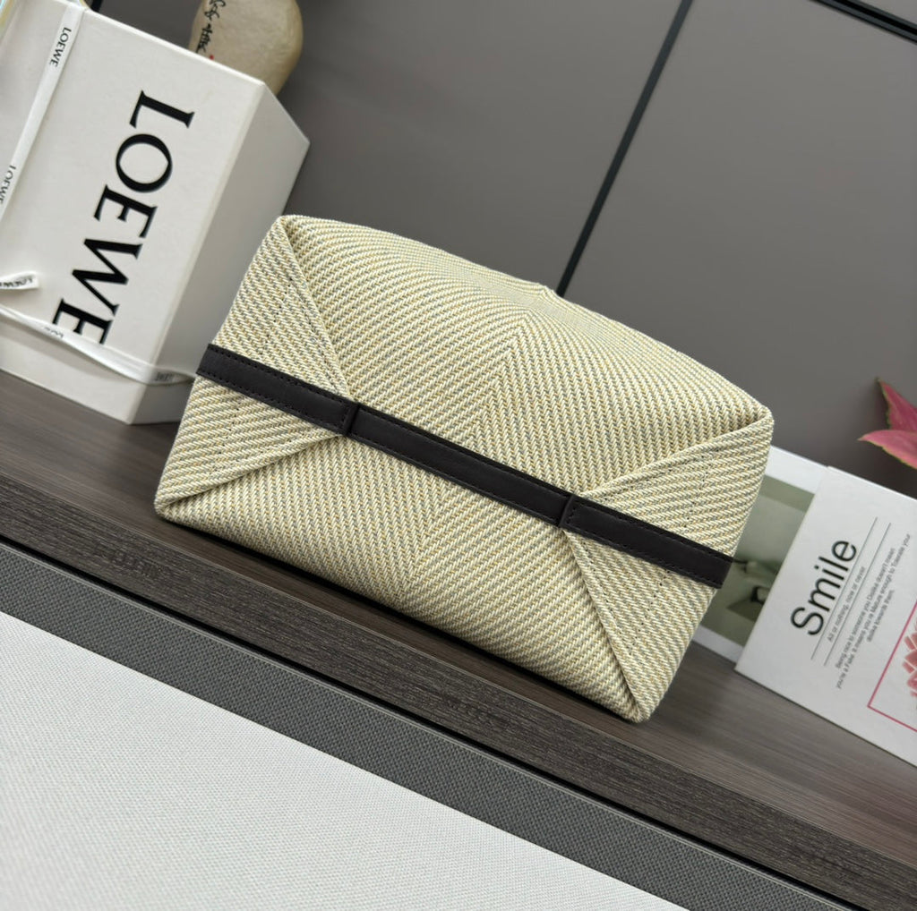 Loewe 31 Fuzzle Fold in White Canvas Bag