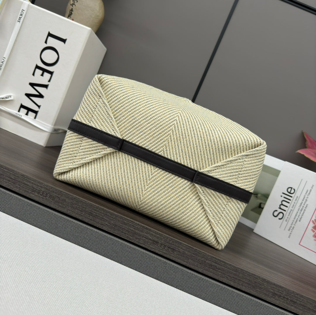 Loewe 31 Fuzzle Fold in White Canvas Bag
