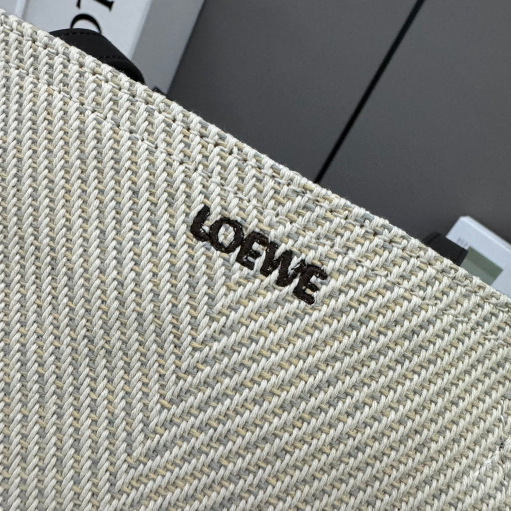 Loewe 31 Fuzzle Fold in White Canvas Bag