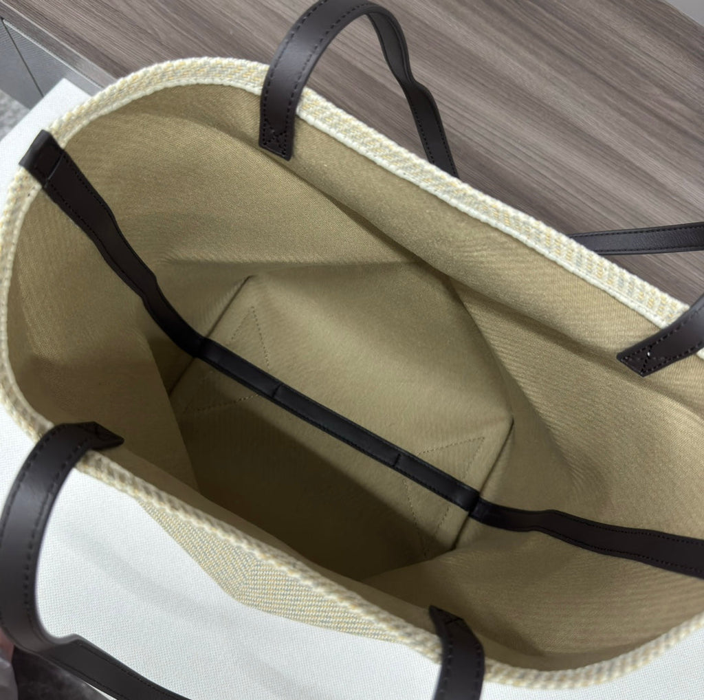Loewe 31 Fuzzle Fold in White Canvas Bag