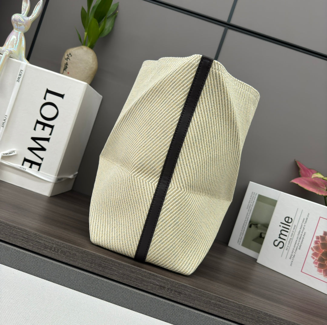 Loewe 31 Fuzzle Fold in White Canvas Bag
