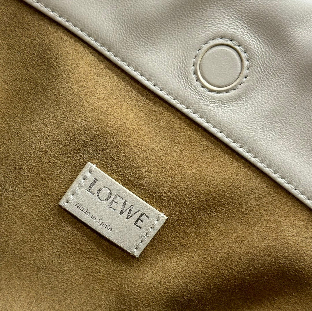 Loewe Medium 30 Flamenco Purse Bucket in White Lambskin