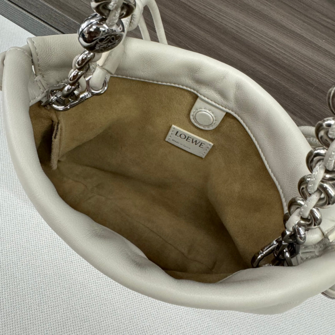Loewe 23 Flamenco Purse Bucket in White Lambskin