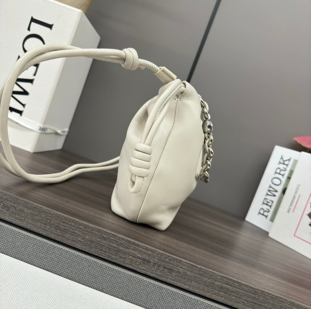 Loewe 23 Flamenco Purse Bucket in White Lambskin