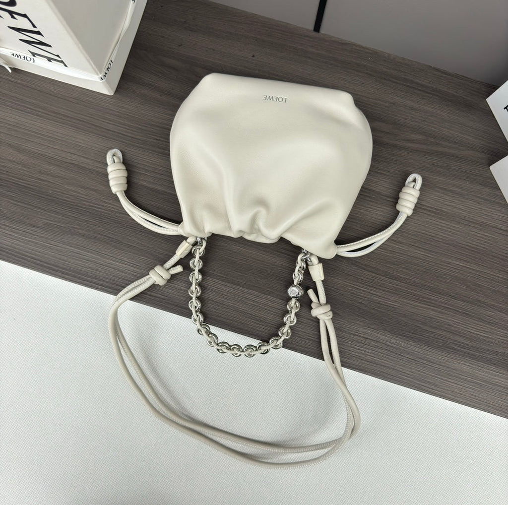 Loewe 23 Flamenco Purse Bucket in White Lambskin