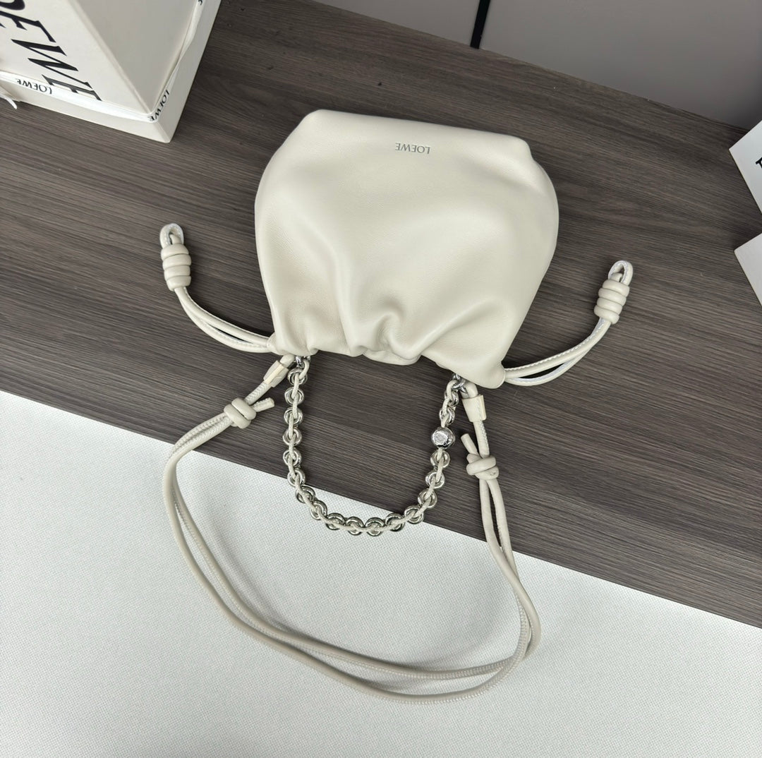 Loewe 23 Flamenco Purse Bucket in White Lambskin