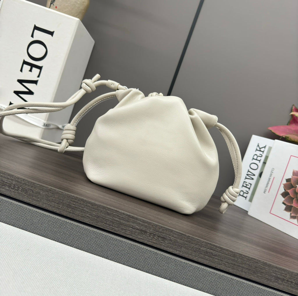 Loewe 23 Flamenco Purse Bucket in White Lambskin