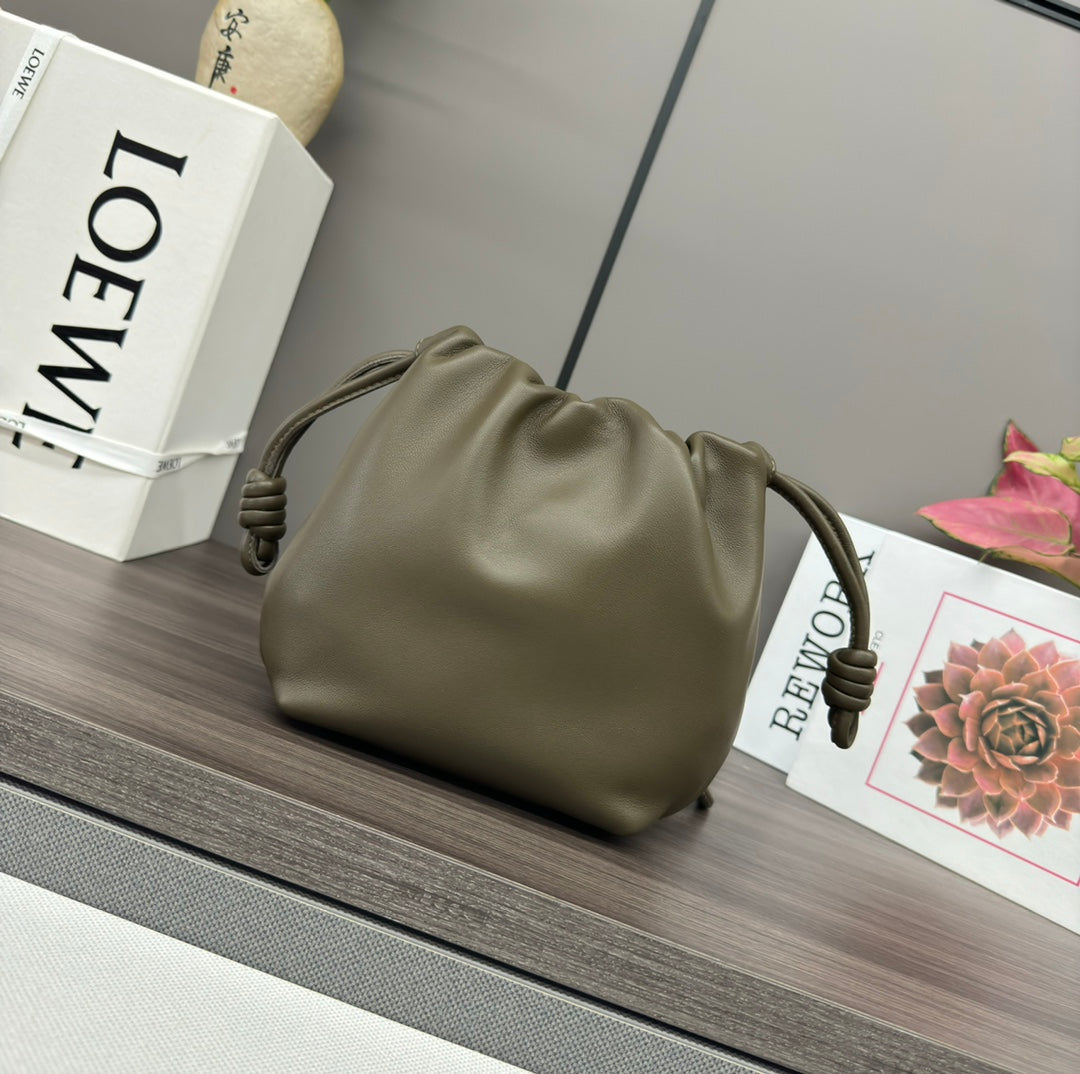 Loewe 23 Flamenco Purse Bucket in Army Green Lambskin