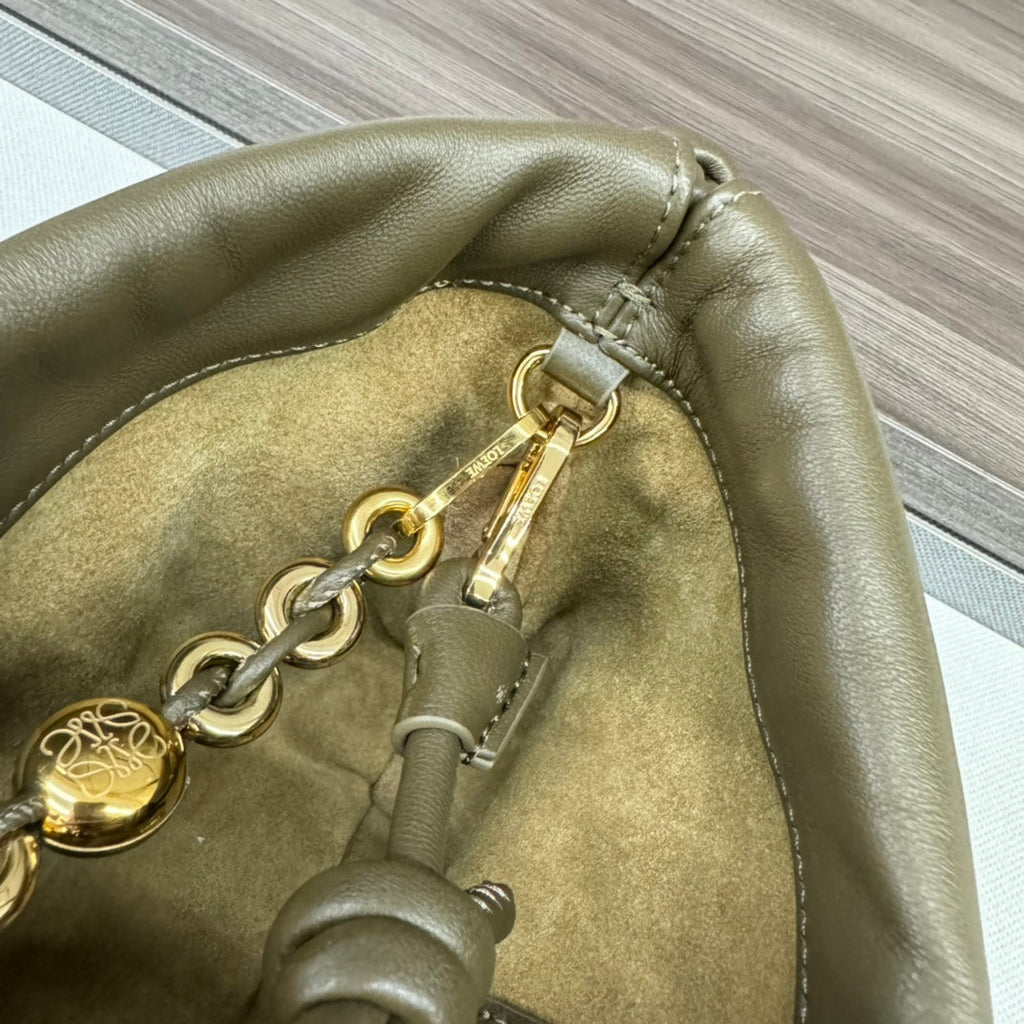 Loewe 23 Flamenco Purse Bucket in Army Green Lambskin