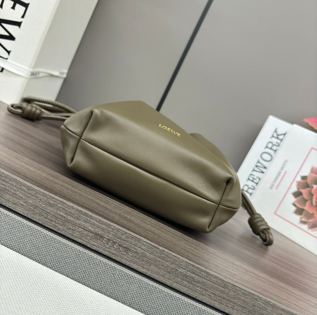 Loewe 23 Flamenco Purse Bucket in Army Green Lambskin