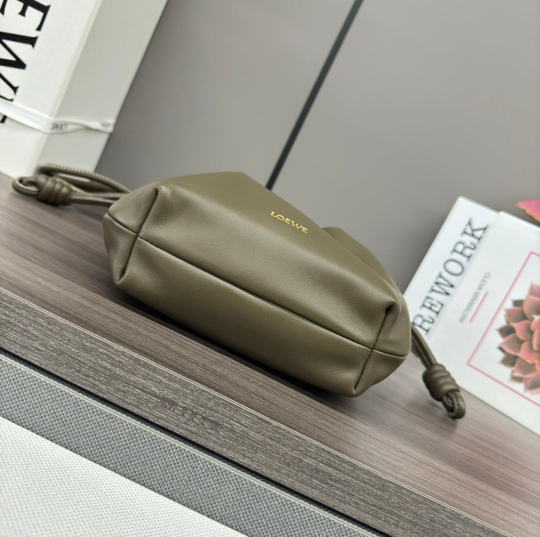 Loewe 23 Flamenco Purse Bucket in Army Green Lambskin