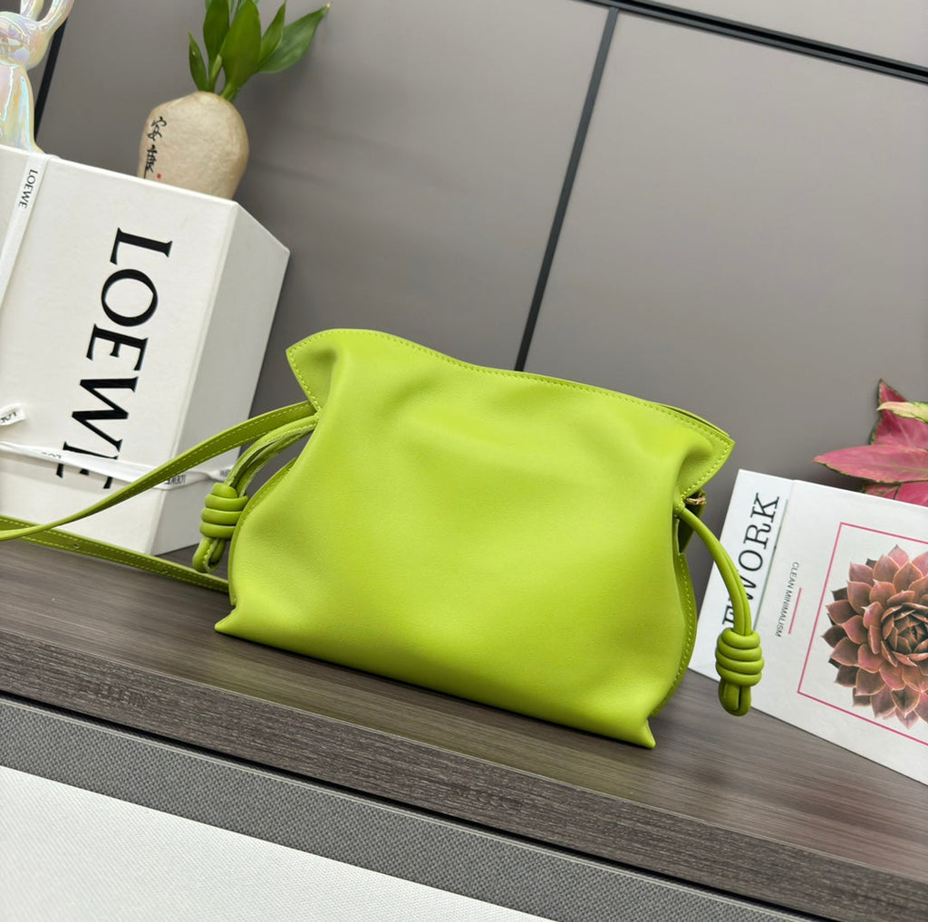 Loewe 23 Mini Flamenco Purse Bag in Green Chartreuse Nappa Lambskin