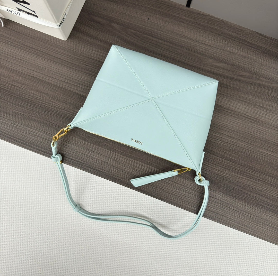 Loewe Mini 23 Fuzzle Fold Pouch in Light Blue Calfskin