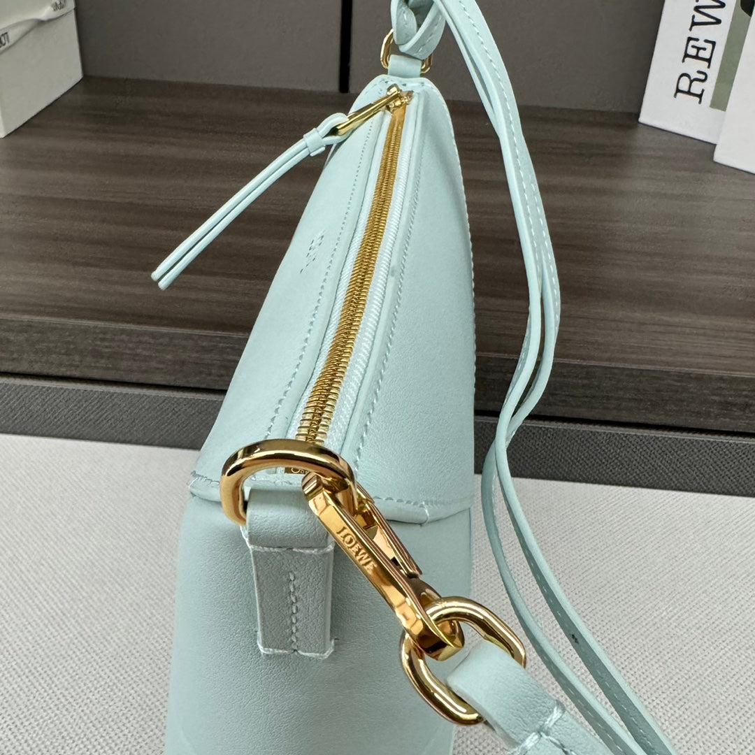 Loewe Mini 23 Fuzzle Fold Pouch in Light Blue Calfskin