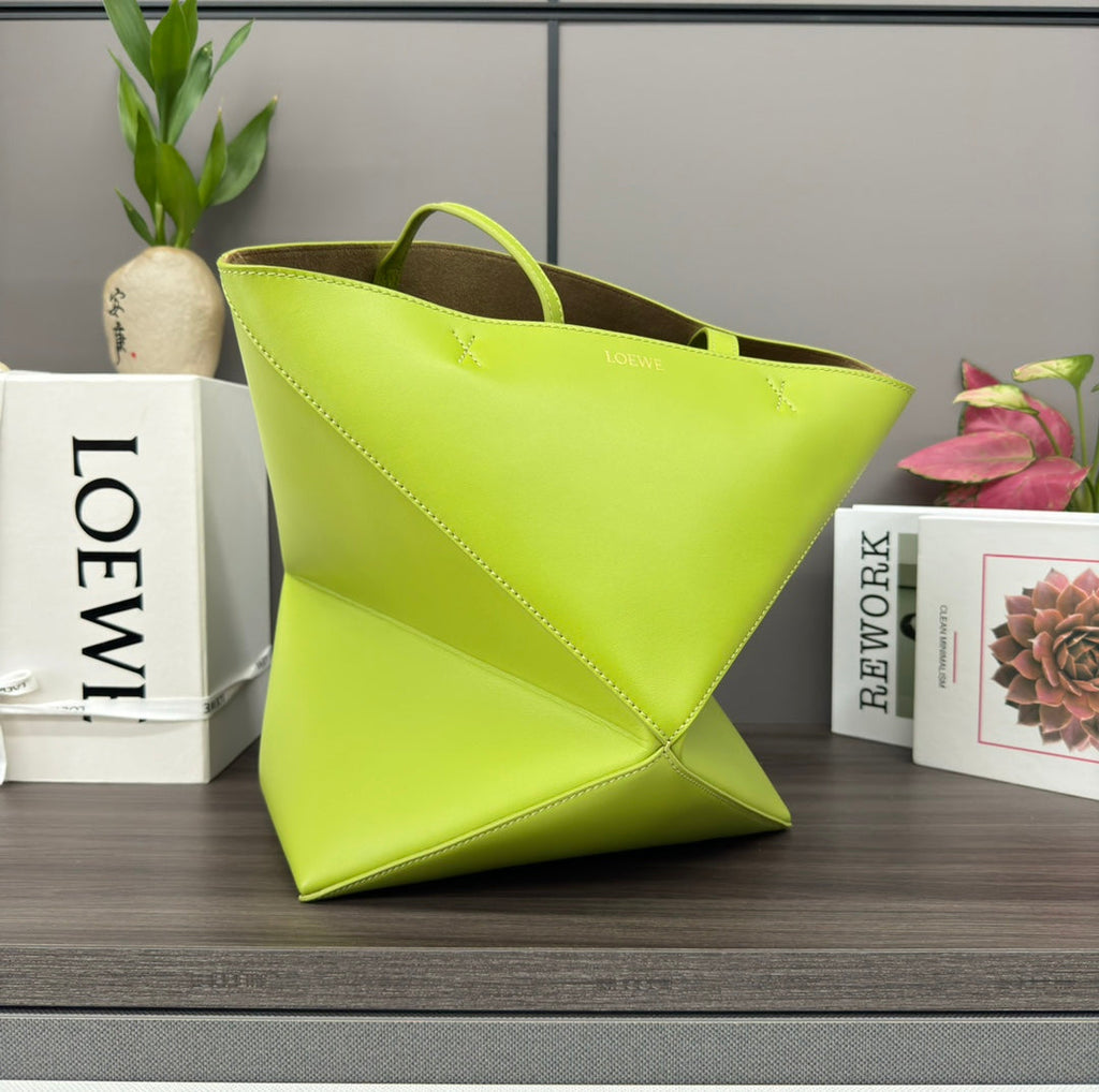 Loewe 31 Fuzzle Fold in Green Chartreuse Calfskin Bag