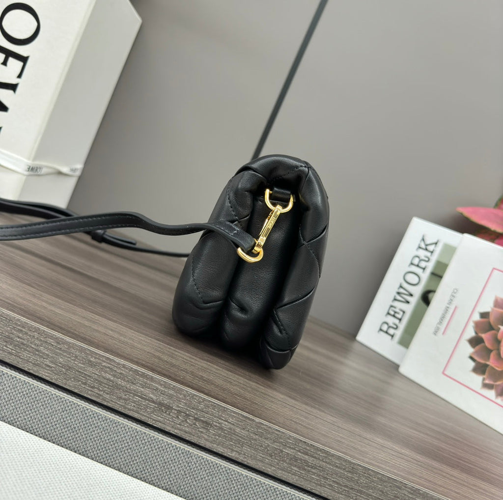 Loewe 20 Puffer Goya Bag in Black Nappa Lambskin