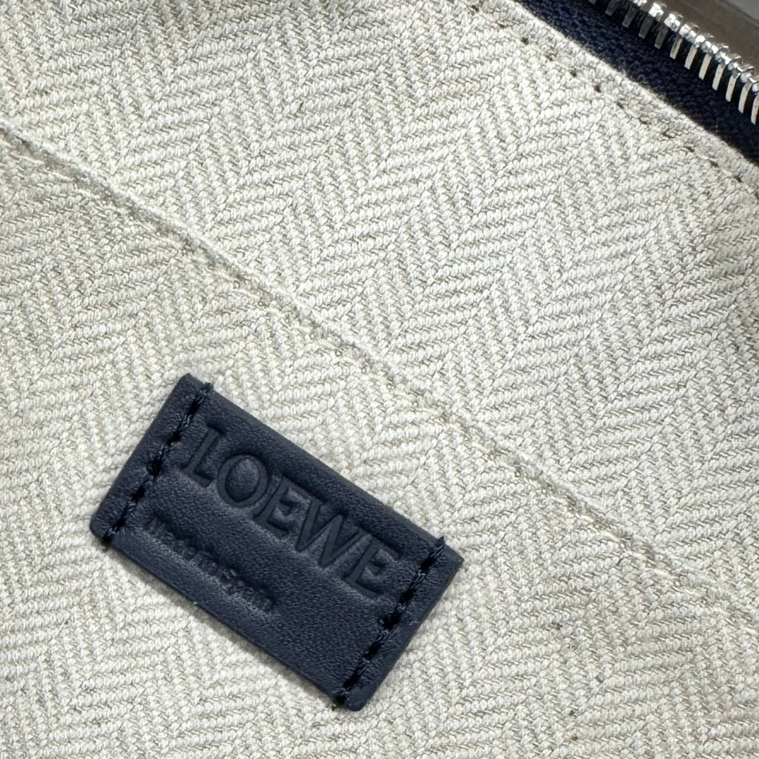 Loewe Puzzle Fold Wash 22 Bag in Prussian Blue Shiny Calfskin