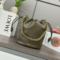 Loewe 32 Flamenco Purse Bucket in Army Green Lambskin