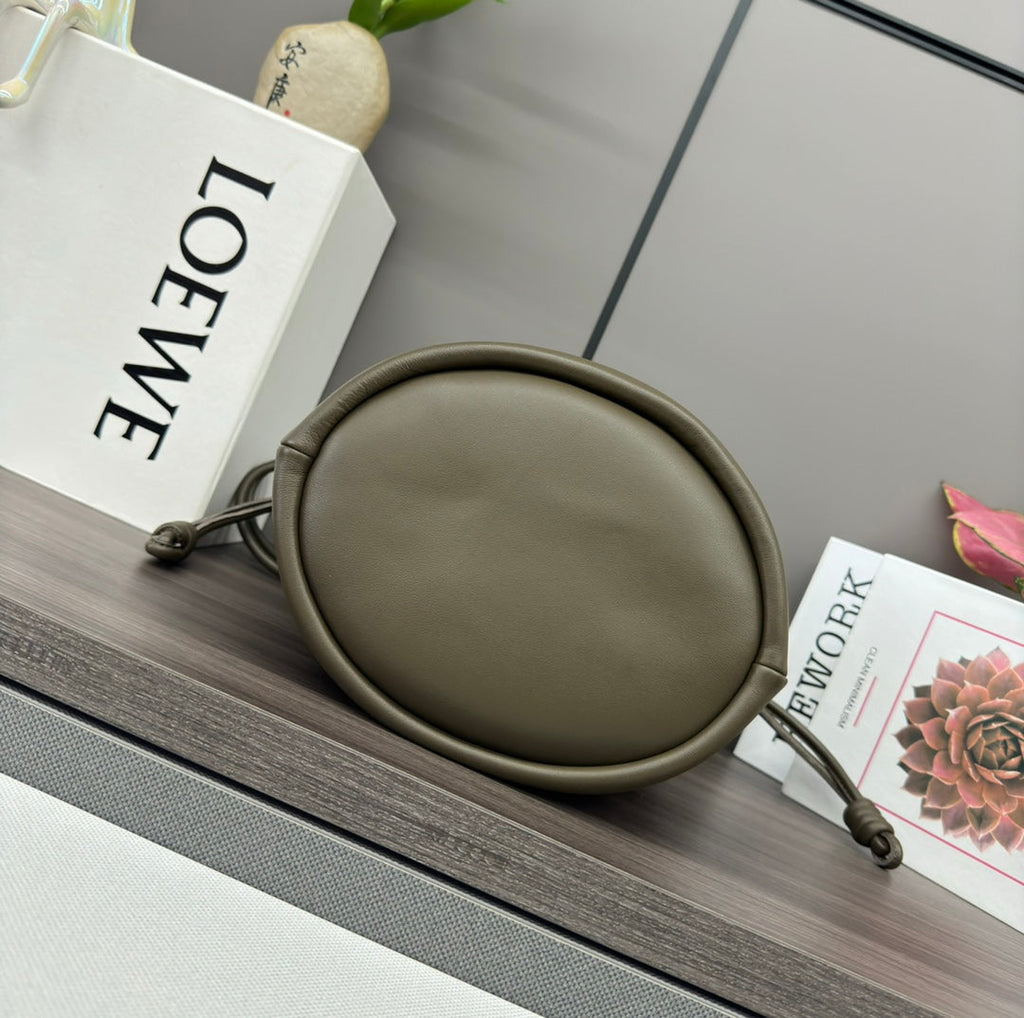 Loewe 32 Flamenco Purse Bucket in Army Green Lambskin