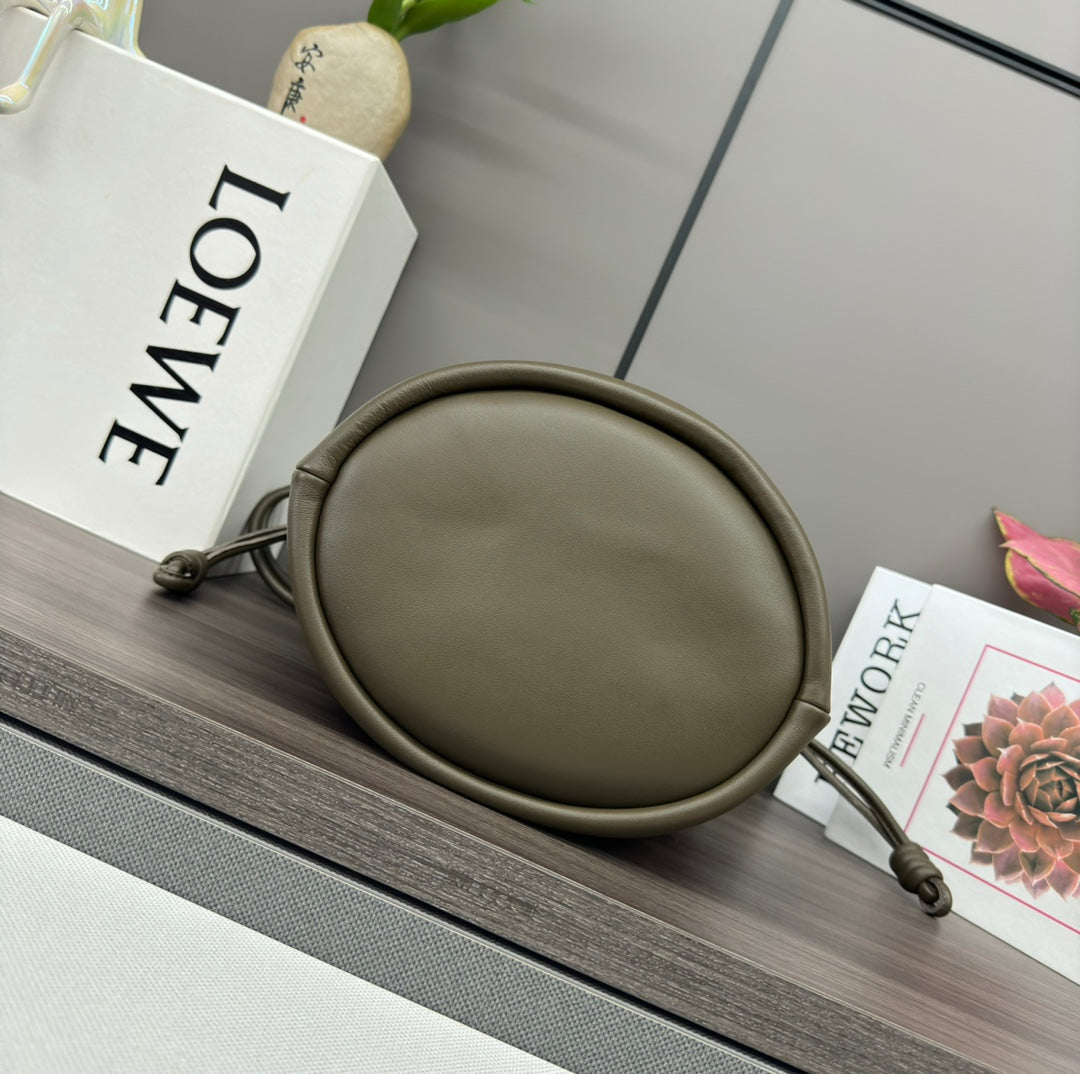 Loewe 32 Flamenco Purse Bucket in Army Green Lambskin
