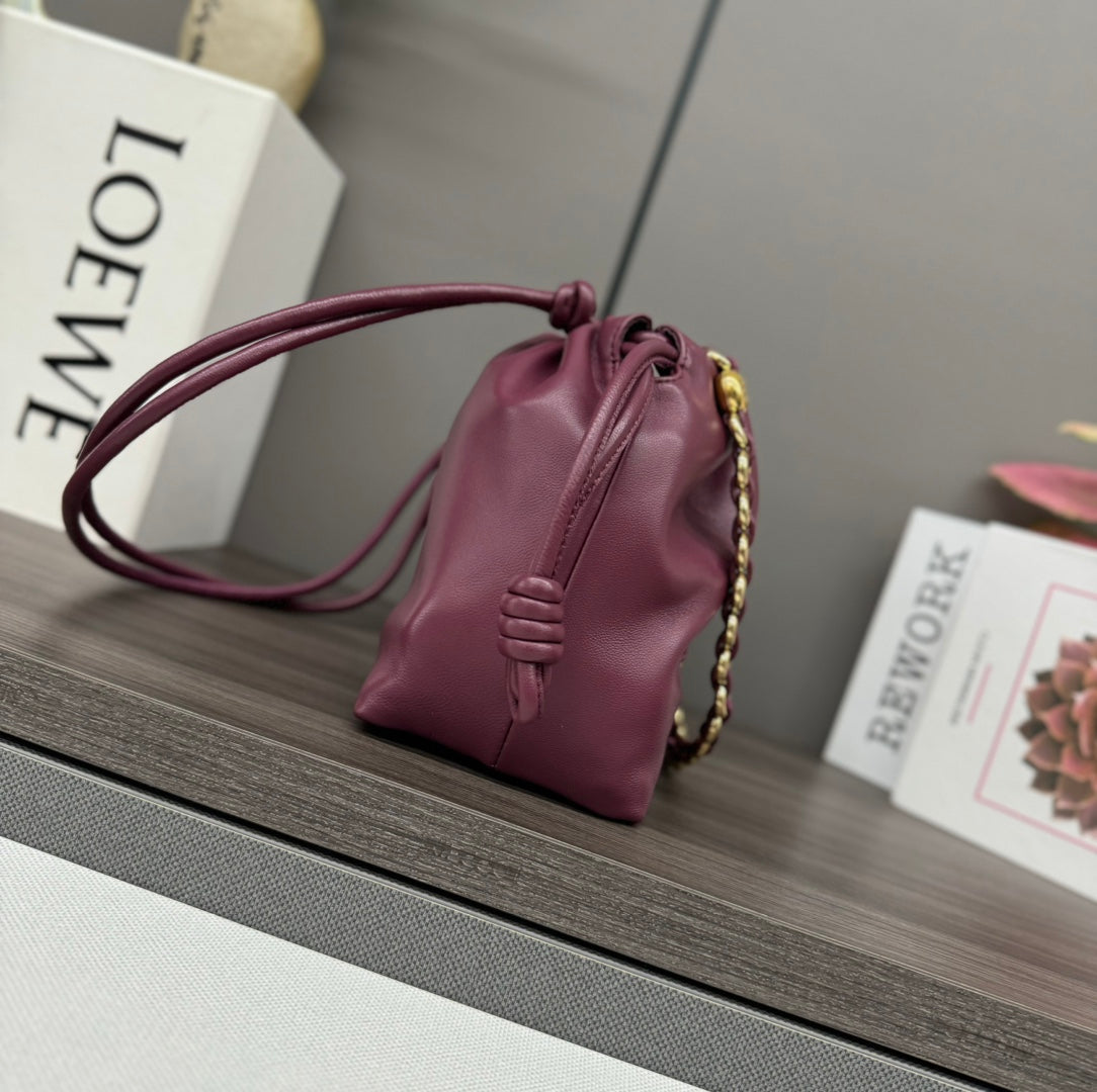 Loewe Medium 30 Flamenco Purse Bucket in Plum Purple Lambskin