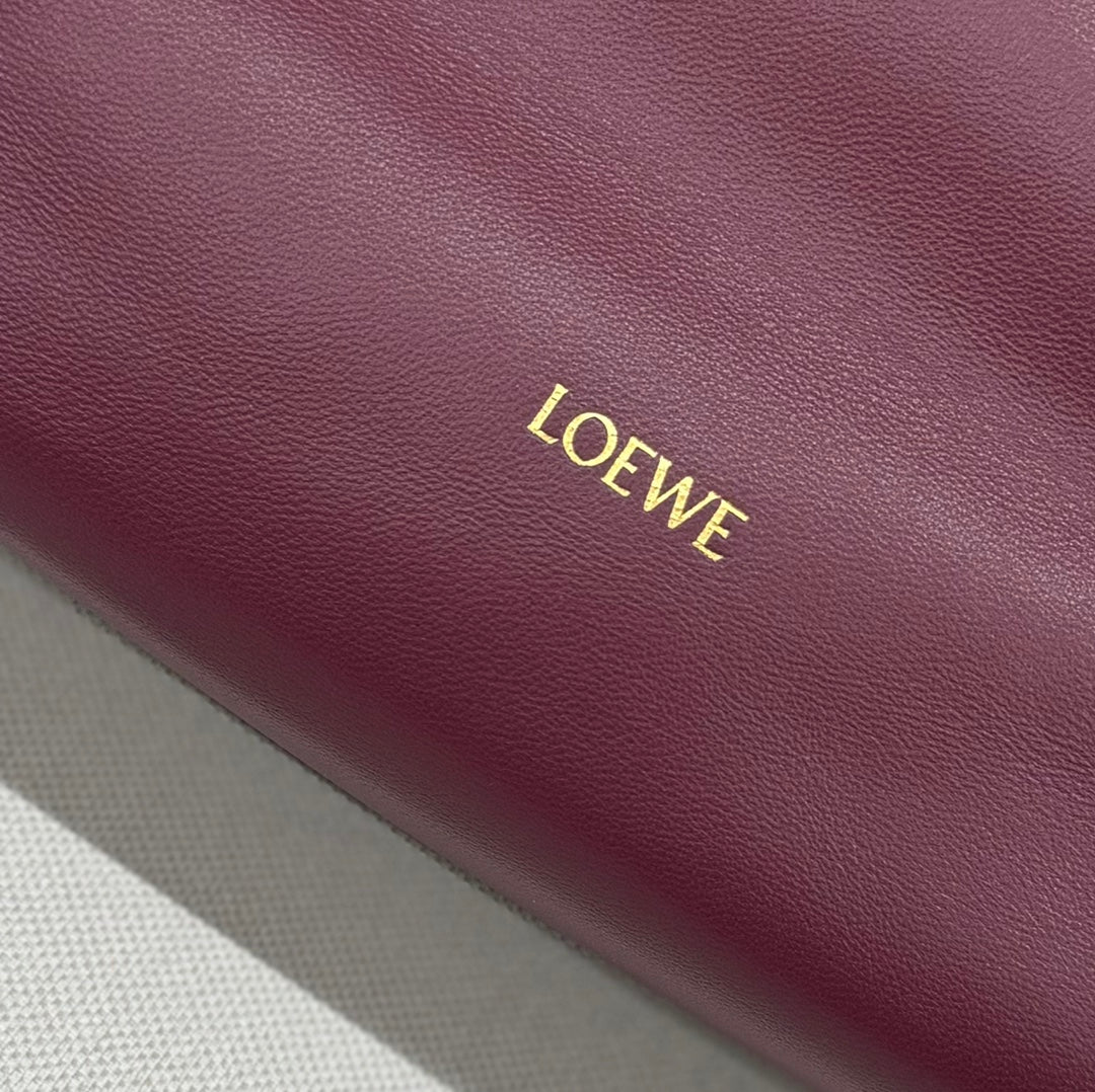 Loewe Medium 30 Flamenco Purse Bucket in Plum Purple Lambskin