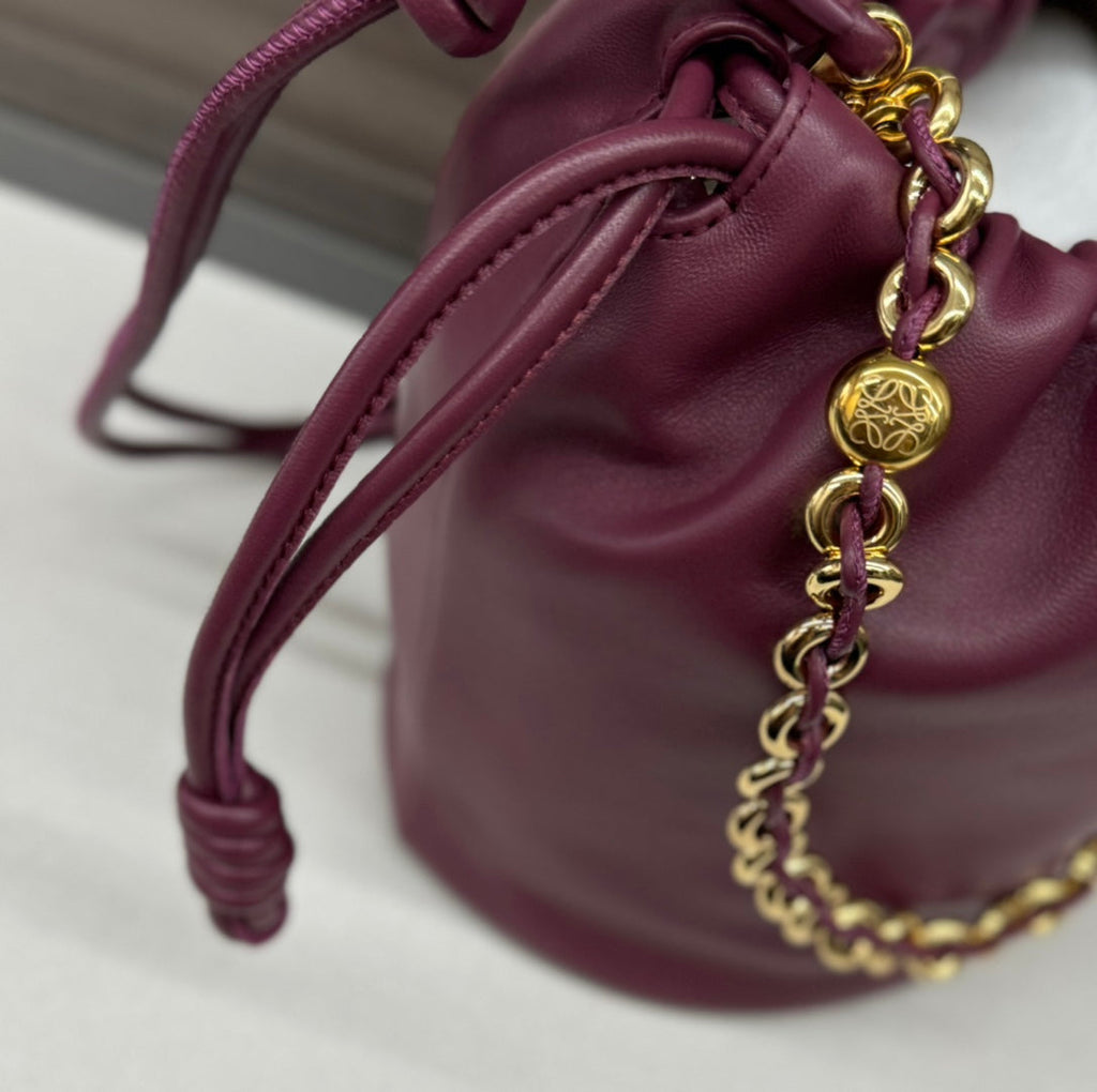 Loewe 32 Flamenco Purse Bucket in Plum Purple Lambskin