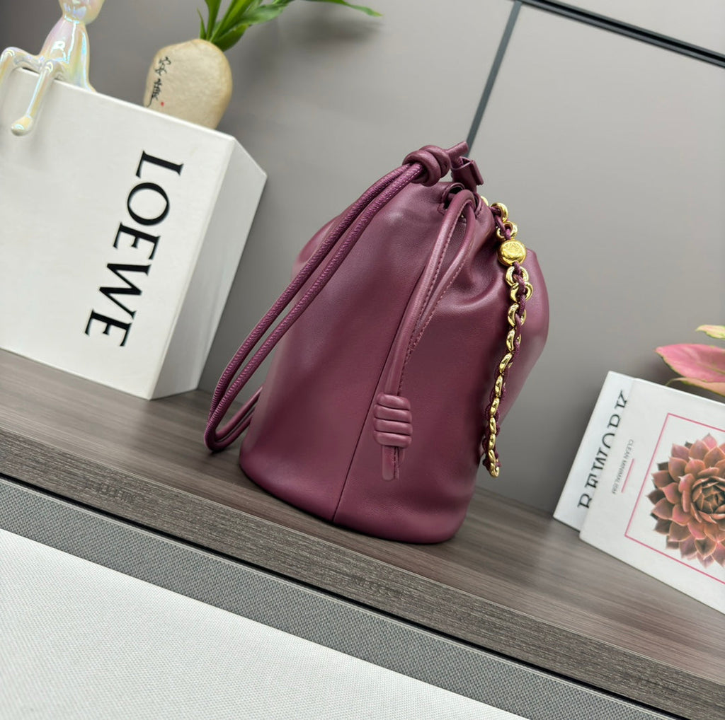 Loewe 32 Flamenco Purse Bucket in Plum Purple Lambskin