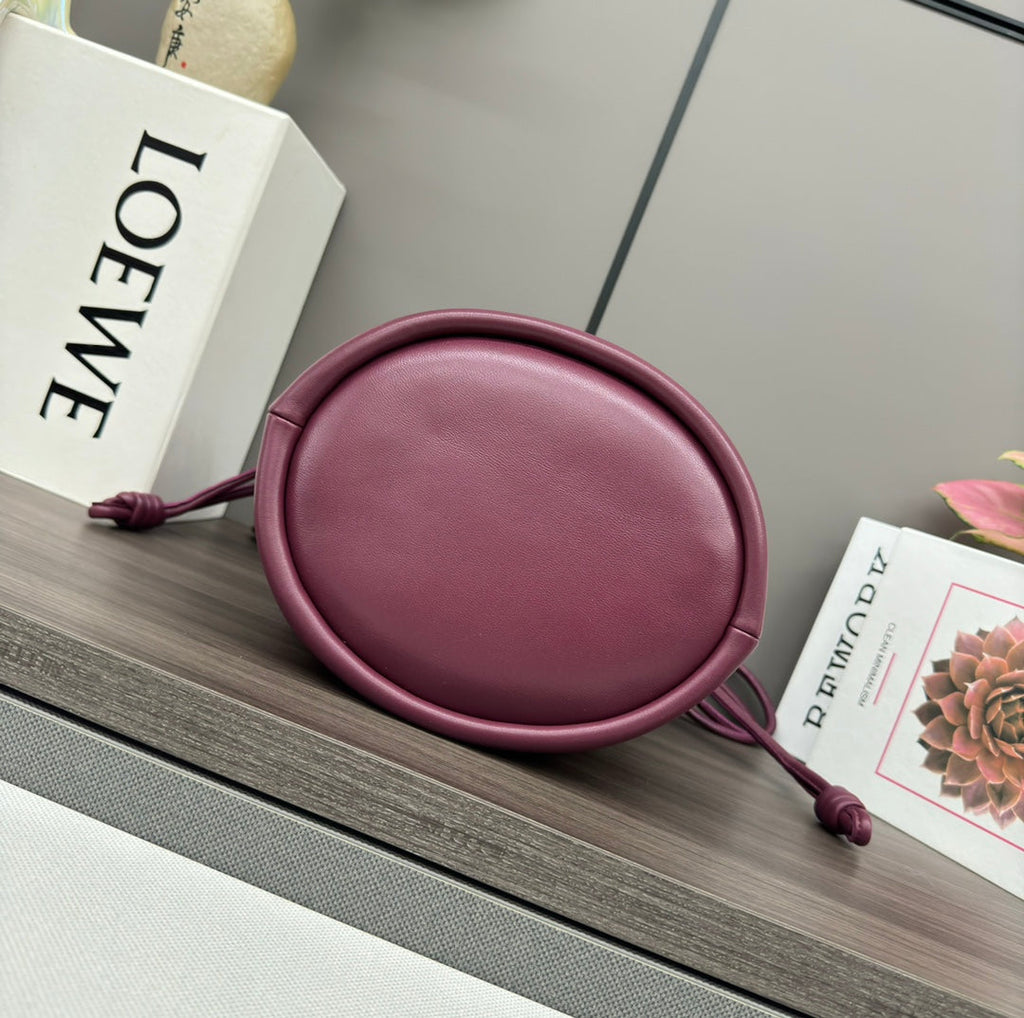 Loewe 32 Flamenco Purse Bucket in Plum Purple Lambskin